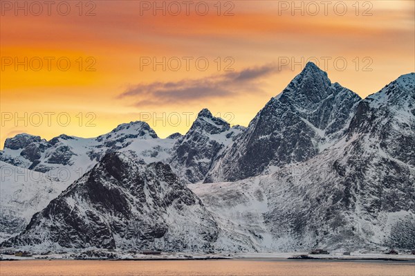 Evening glow in wintry Scandinavian landscape