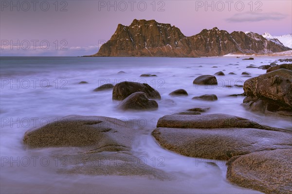 Winter coastal landscape with stormy sea