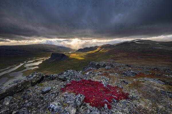 View from Skierffe mountain to Rapadalen valley and Nammatj mountain