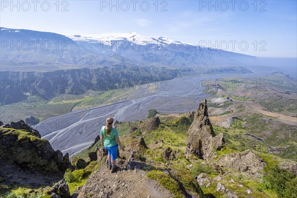 Hiker looking over landscape