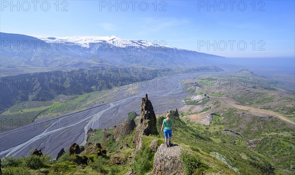 Hiker looking over landscape