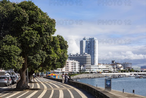 View over the marina and the promenade of Ponta Delgada