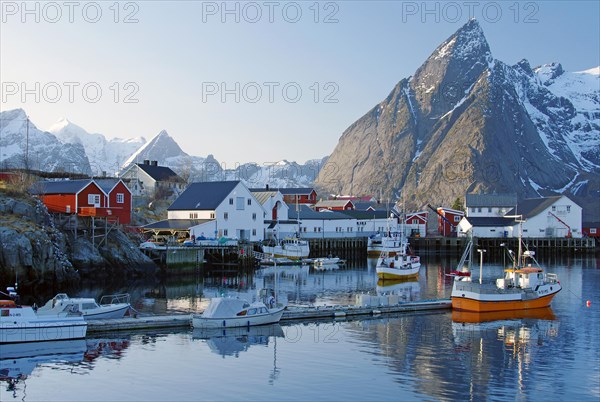 Traditional fishing boats in Hamnoy harbour