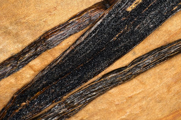 Sliced genuine Bourbon flat-leaved vanilla