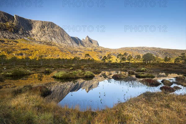 Mount Kulhornet reflected in small pond