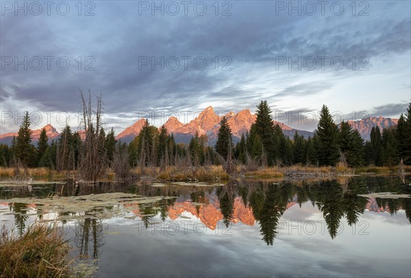 Mountain peaks at dawn