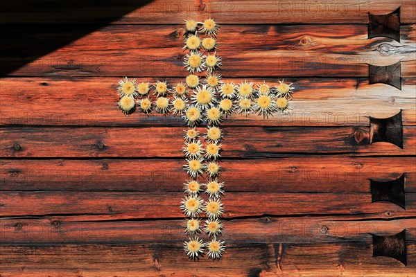 Cross of thistles on alp house