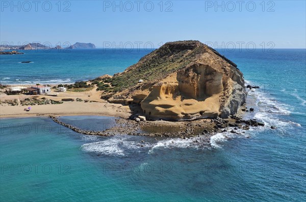 Headland with Cocedores Bay with sandstone cliffs and view of Cabo Cope