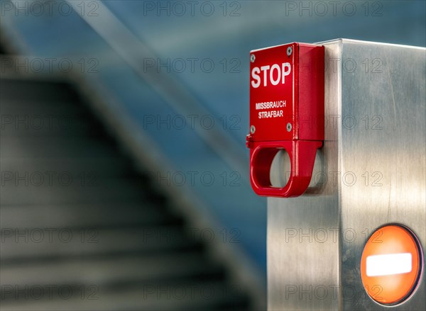 Emergency switch to stop the escalator at Potsdamer Platz station