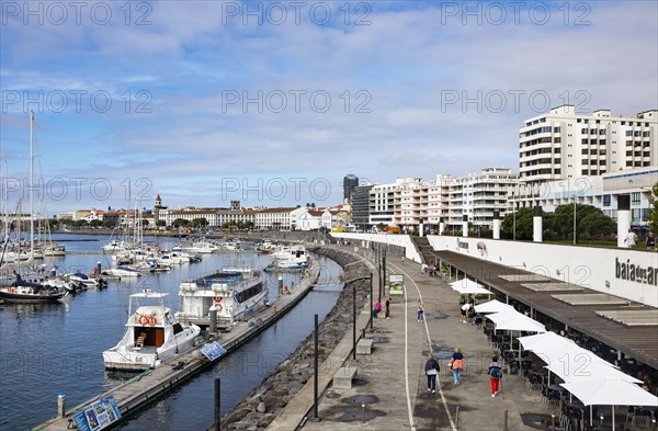 View over the marina and the promenade of Ponta Delgada