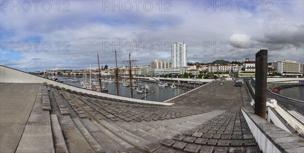 View over the marina and the promenade of Ponta Delgada