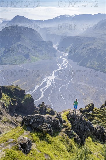 Hiker looking over landscape