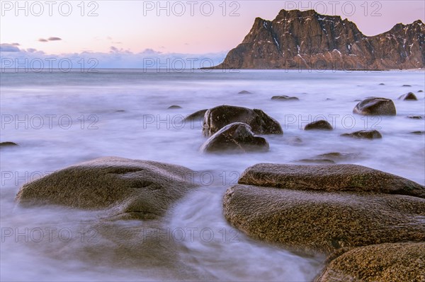 Winter coastal landscape with stormy sea