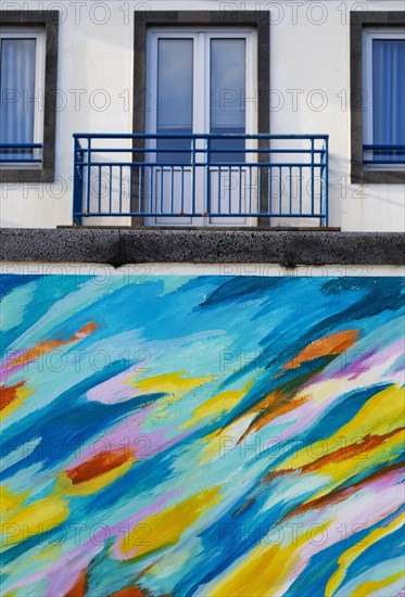 Colourful graffiti on a house facade