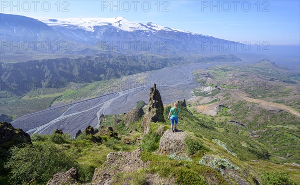 Hiker looking over landscape