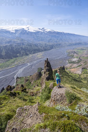 Hiker looking over landscape