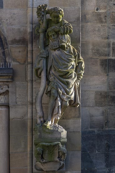 Sculpture of St. Christopher with the Child Jesus on his shoulders at St. Sebald Church