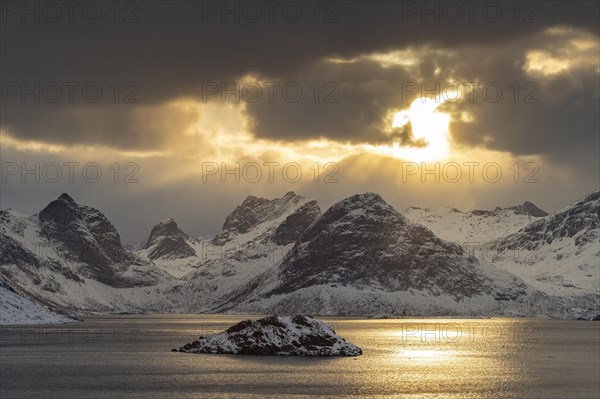 Winter Scandinavian landscape by the fjord