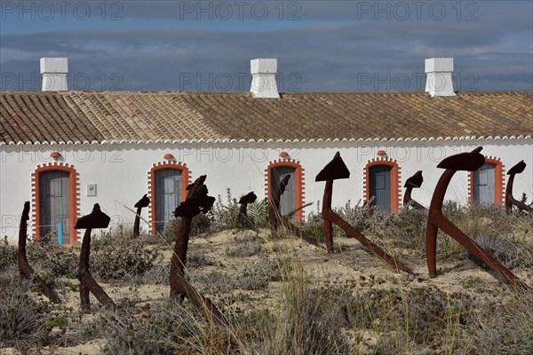Anchor cemetery on the beach of Tavira Island at Praia do Barril