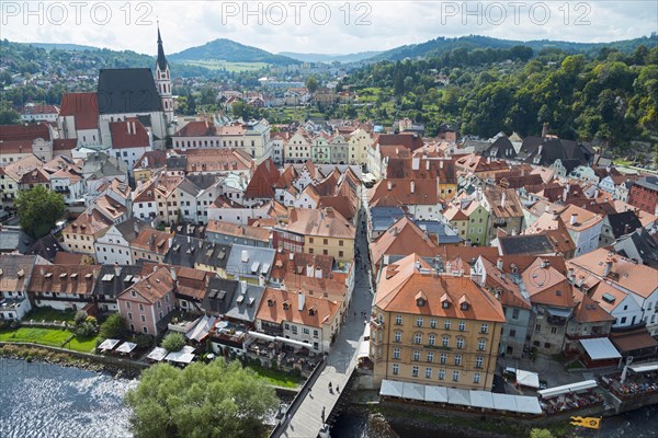 Town view with St. Vitus Church from the castle tower