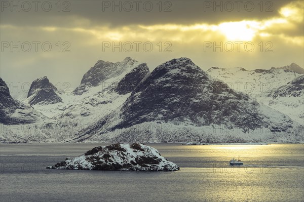 Winter Scandinavian landscape by the fjord