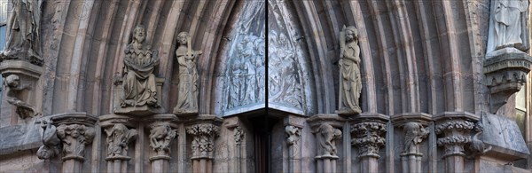 Figures on the left and right of the Universal Judgment portal c. 1310