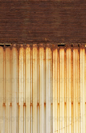 Rusty corrugated iron facade