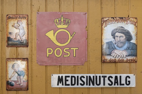 Signs on a Scandinavian wooden house