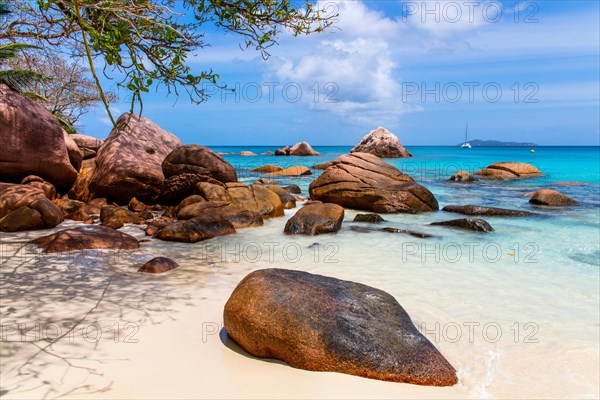 Dream beach with granite rocks