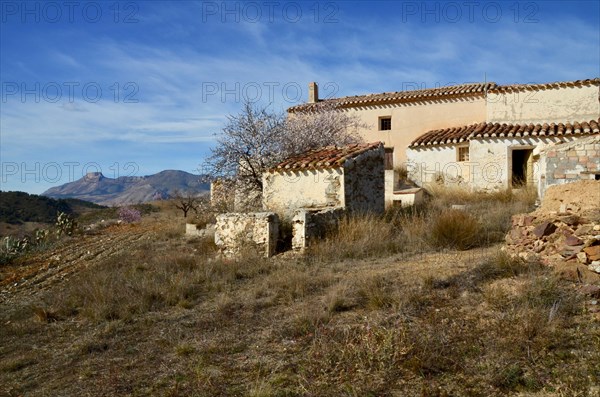 Abandoned finca with view to the mountain La Muela