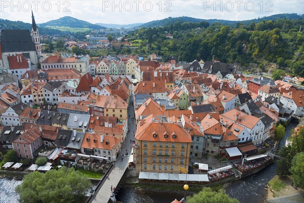 Town view with St. Vitus Church from the castle tower