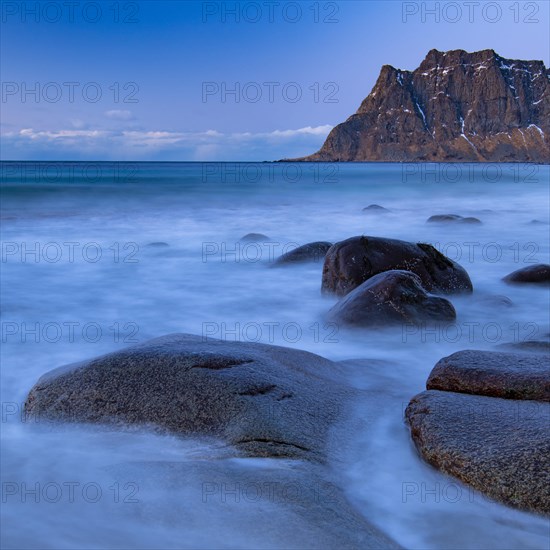 Winter coastal landscape with stormy sea