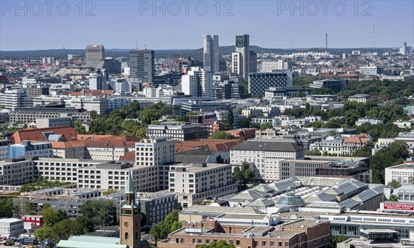 Panoramic view from Potsdamer Platz towards the Waldorf Astoria Hotel and the Upper West at Bahnhof Zoo