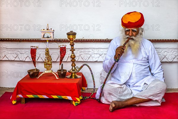 Water pipe smoker at Meherangarh Fort