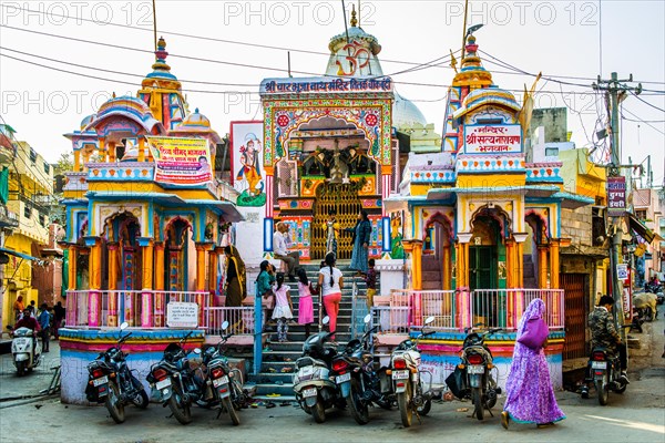 Colourful temple in the old town of Bundi