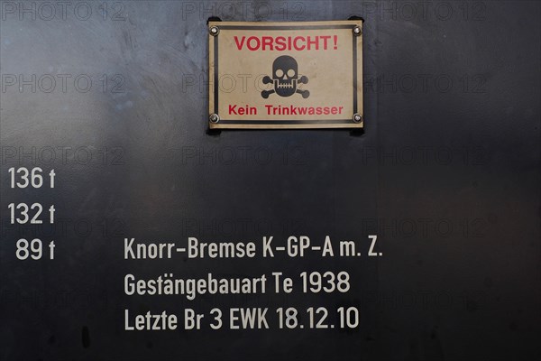 Warning sign on a railway wagon