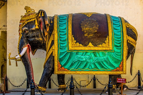 Life-size elephant sculpture at the City Palace Museum