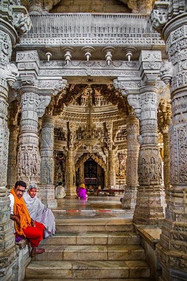 Central shrine with the four-faced marble cult image of Chaumukha