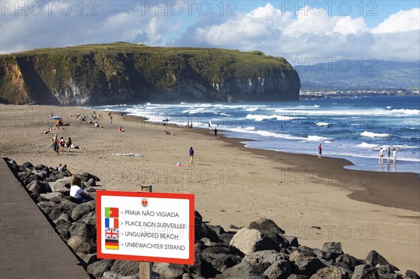 Sandy beach beach Praia de Santa Barbara near Ribeira Grande