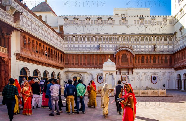 Indian visitors in the public audience hall Karan Mahal