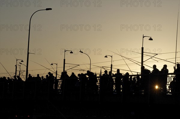 Anglers at sunset on Galata Bridge