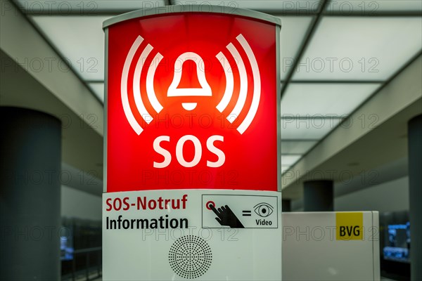 Red emergency call box at a Berlin underground station