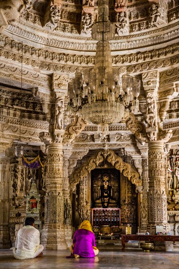 Central shrine with the four-faced marble cult image of Chaumukha