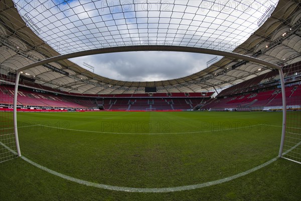 View of empty stadium from the goal