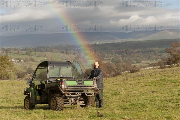 Farmer in upland pasture