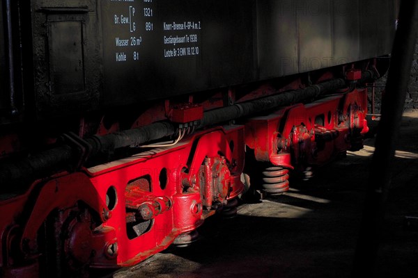 Red wheels of a wagon