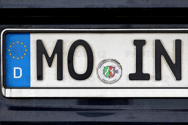 Car registration plate MO IN