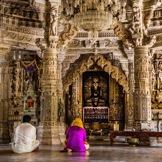 Central shrine with the four-faced marble cult image of Chaumukha