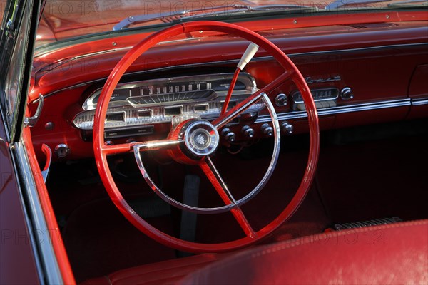 Steering wheel in a vintage car