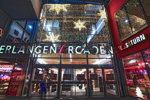 Christmas decoration at the entrance of the Erlangen Arcaden shopping centre